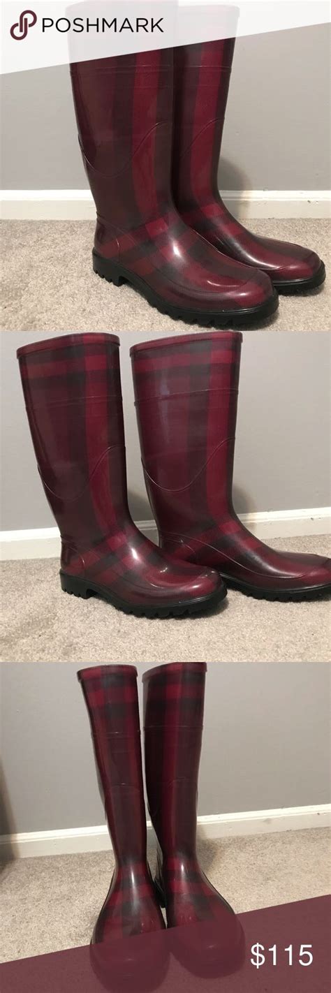 burberry shoes with pink stripes|Burberry plaid boots.